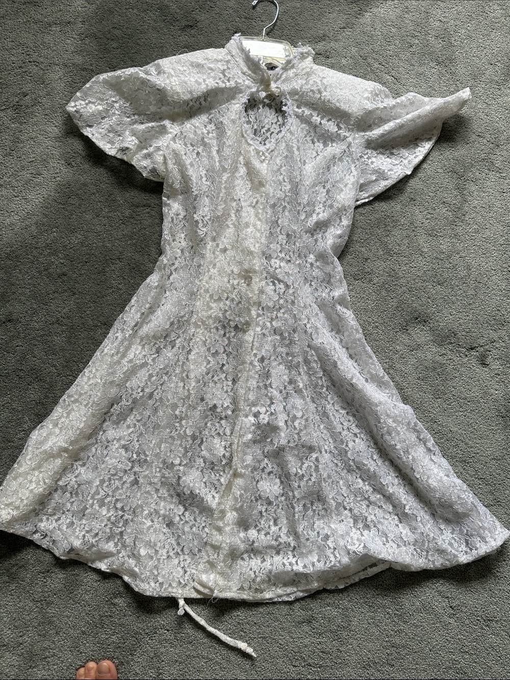 Girls White Floral Lace Dress - Elegant Short Sleeve